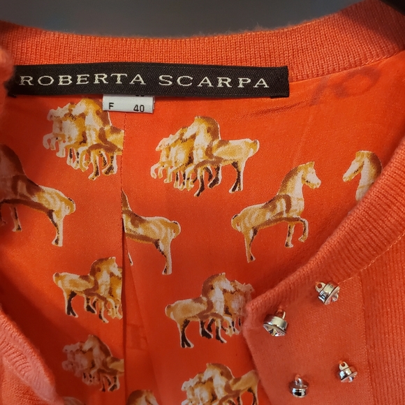 💥💫HOST PICK!💥💫DEAL!Cardigan Cozy Roberta Scarpa orange sexy cardi.size 10 - Picture 7 of 12